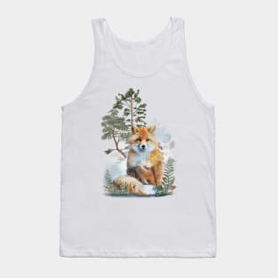 Forest Red Fox Watercolor Tank Top